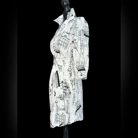 NWT Karl Lagerfeld Black & White Monochrome Graphic Dress Size 2 - Picture 11 of 13
